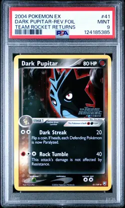2004 POKEMON EX TEAM ROCKET RETURNS #41 DARK PUPITAR-REVERSE FOIL PSA 9 - Image 1
