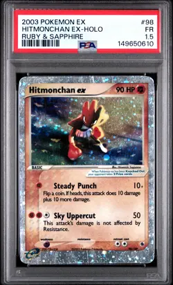 2003 POKEMON EX RUBY & SAPPHIRE #98 HITMONCHAN EX-HOLO PSA 1.5 - Image 1