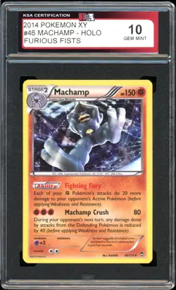 2014 Pokemon Furious Fists #46 Machamp Holo KSA 10 Gem Mint - Image 1