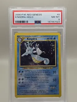 Pokemon TCG Neo Genesis Kingdra Holo Rare Card #8/111 PSA 8 - Image 1