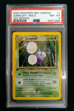 2000 Pokemon Neo Genesis JUMPLUFF #7 Holo 1st Edition NM - MT Graded PSA 8 - Image 1
