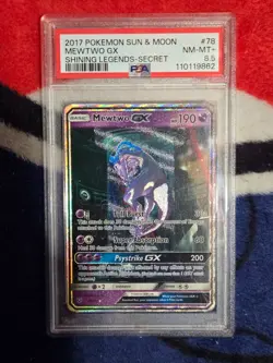 Psa 8.5-- Pokemon Mewtwo GX 78/73 Shining Legends Sun & Moon Secret Rare Card - Image 1