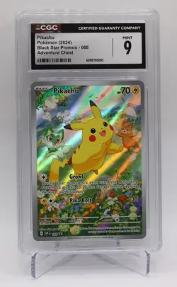 Pikachu Pokemon 2024 Black Star Promos 088 Adventure Chest CGC Graded 9 - Image 1