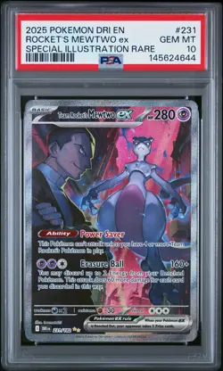 2025 POKEMON DRI EN-DESTINED RIVALS #231 TEAM ROCKET'S MEWTWO EX PSA 10 - Image 1