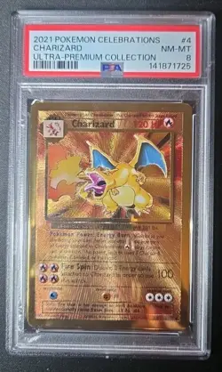 Psa 8 2021 Pokemon Celebrations Charizard Metal Ultra-Premium Collection #4/102 - Image 1