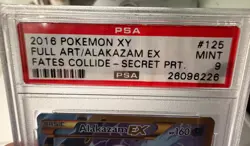2016 POKEMON XY FATES COLLIDE SECRET #125 FULL ART/ALAKAZAM EX PSA 9 - Image 3