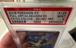 2016 POKEMON XY FATES COLLIDE SECRET #125 FULL ART/ALAKAZAM EX PSA 9 - Image 5