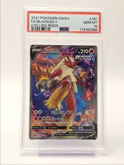 BLAZIKEN V 2021 POKEMON SWSH CHILLING REIGN ULTRA RARE 161/198 PSA 10 Q5677 - Image 1