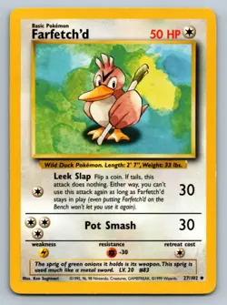 Farfetch'd Uncommon Base Set 027/102 LP - Vintage WoTC Pokemon TCG - Image 1