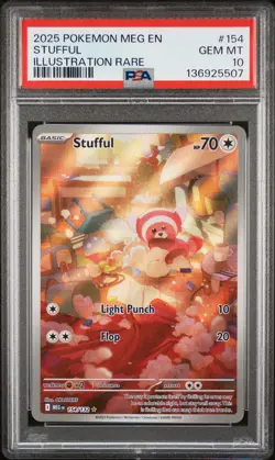 136925507 Stufful 2025 Pokemon Mega Evolution #154 Illustration Rare PSA 10 - Image 1