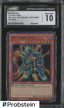2024 Yu-Gi-Oh! 25th Anniversary Kaiba #KC01-EN026 Des Feral Imp CGC 10 GEM MINT - Image 1