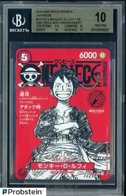 2025 One Piece Promos 20th Anniversary ST21014 Monkey D. Luffy BGS 10 PRISTINE - Image 1