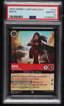 2023 Disney Lorcana - Rise of the Floodborn 2 Raya Leader Heart PSA 10 GEM MT - Image 1
