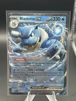 Blastoise EX 009/165 Double Black Star Rare Holo SV 151 Pokemon Card TCG NM - Image 1