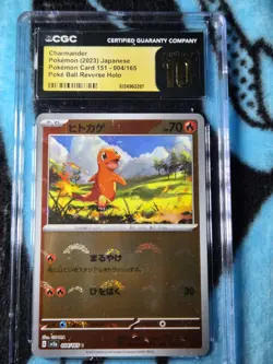 Pokemon Charmander CGC 10 004/165 Card 151 Poke Ball Reverse Holo Japanese 70HP - Image 1