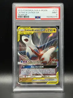 PSA 9 MINT Latias & Latios GX 113 Team Up Pokemon Card - Image 1