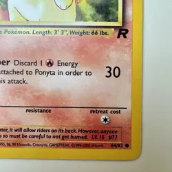 Ponyta 1ST EDITION Team Rocket Set 64/82 Common Pokemon Card NEAR MINT 2000 - Image 5