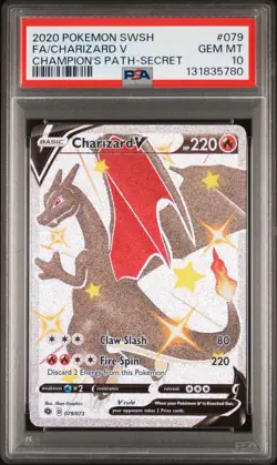 PSA 10 GEM MINT Shiny Charizard v Champions Path Secret Rare Card 079/073 - Image 1