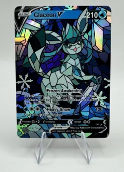 Pokemon Stained Glass Mosaic Glaceon V Illustration Immersive Art Card Textured - Image 1