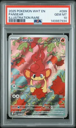Pokemon White Flare Pansear 099 PSA 10 Illustration Rare - Image 1