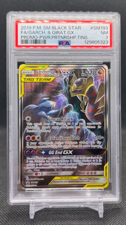 2019 Pokemon SM Black Star Promo Full Art/Garchomp & Giratina GX #SM193 PSA 7 - Image 1