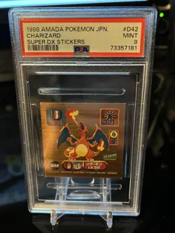 1998 Pokemon Amada Super DX Sticker Charizard #D42 PSA 9 - Image 1