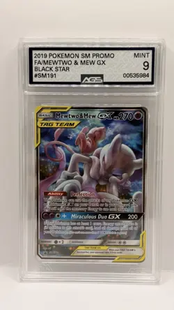 Pokemon TCG Mewtwo and Mew GX Sun & Moon Sm191 Holo Promo AGS 9 - Image 1