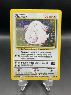 Chansey 3/102 Holo Holo Rare Base Set Unlimited Pokemon Holo Moderately Played - Image 1