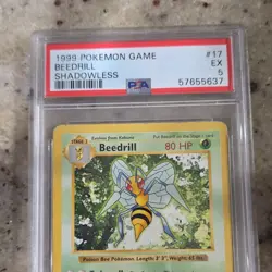 Pokemon Beedrill Base Set Shadowless 1999 PSA 5 017/102 Rare - Image 1