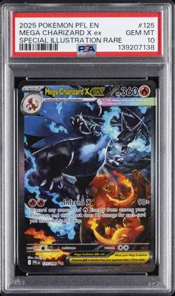 2025 POKEMON PFL EN-PHANTASMAL FLAMES #125 MEGA CHARIZARD X EX PSA 10 - Image 1