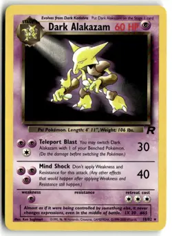 2000 Pokemon - Team Rocket Dark Alakazam #18/82 - Image 1