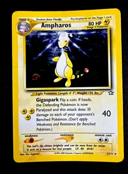Ampharos 1/111 HP Neo Genesis 1 Holo Unlimited Holo Rare Pokemon TCG Heavy Play - Image 1