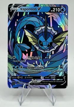 Pokemon Stained Glass Mosaic Vaporeon V Illustration Immersive Art Card Textured - Image 1