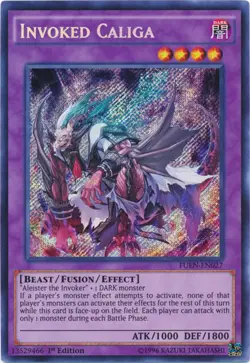 Yugioh! LP Invoked Caliga - FUEN-EN027 - Secret Rare - 1st Edition Lightly Playe - Image 1