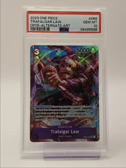 TRAFALGAR LAW 2023 ONE PIECE OP05 ALTERNATE ART SUPER RARE 069 PSA 10 Q5677 - Image 1