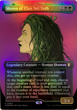 Meren of Clan Nel Toth *BORDERLESS FOIL* RARE CMDR Masters MtG TCG Card # 0685 - Image 1