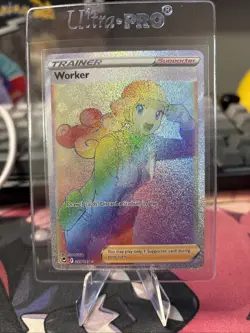 Pokemon TCG Worker 209/195 Silver Tempest Holo Secret Rare Pokemon Card - Image 1