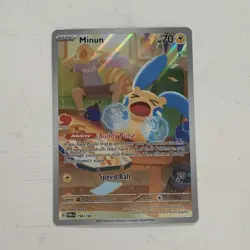 Pokemon Minun SV04 Paradox Rift Illustration Rare Holo 194/182 Basic 70 HP Card - Image 1