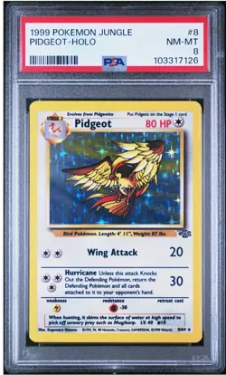 Pokemon TCG Pidgeot Holo Rare Jungle Unlimited Card 8/64 1999 PSA 8 New Cert - Image 1