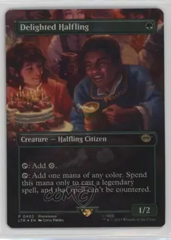 Borderless Scene Delighted Halfling Foil Magic Lord of the Rings #0402 - Image 1