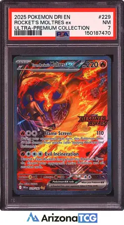 Pokemon 2025 Team Rocket's Moltres ex 229/182 SIR Ultra-Premium Collection PSA 7 - Image 1