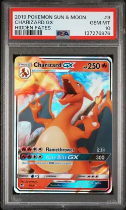 2019 POKEMON SUN & MOON HIDDEN FATES #9 CHARIZARD GX PSA 10 - Image 1