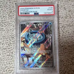 Pokemon TCG Squirtle 148/142 Stellar Crown Illustration Rare Holo PSA 4 2024 - Image 1