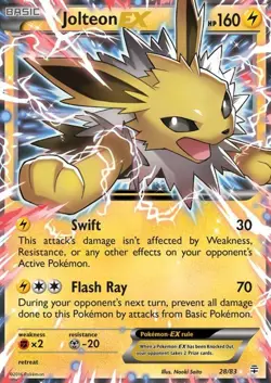 Jolteon-EX - 28/83 - Holo Rare ex LP, English Pokemon Generations - Image 1