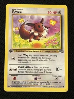 Pokemon Eevee 51/64 (1st Edition) Jungle Regular (Never Played) *Near Mint* - Image 1