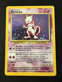 Pokemon TCG Mewtwo Base Set 10/102 Holo Unlimited Holo Rare - Image 1