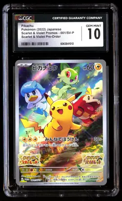 CGC 10 Pikachu 001/SV P Pokemon Scarlet & Violet Promos 2022 Japanese - Image 1
