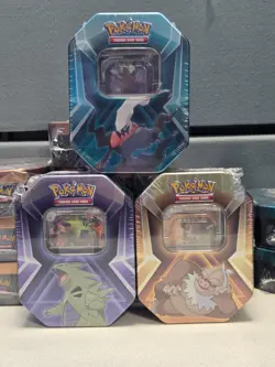 3 x Triple Whammy Collector Sealed Tins Complete Tin Set Pokemon TCG - Image 1