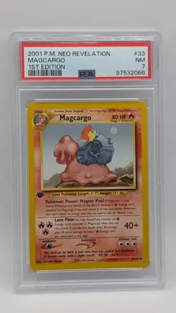 2001 Pokemon 1st Edition Neo Revelation Magcargo 33/64 PSA 7 NM! - Image 1