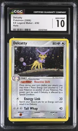 CGC 10 GEM MINT Delcatty 2006 EX Legend Maker 4/92 Holo Pokemon Card - Image 1